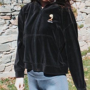 Tweety Bird Black Zip-Up Hoodie